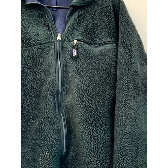 VTG 1999 patagonia retro-x deep pile fleece jacket forest green L made in usa - Picture 2 of 3